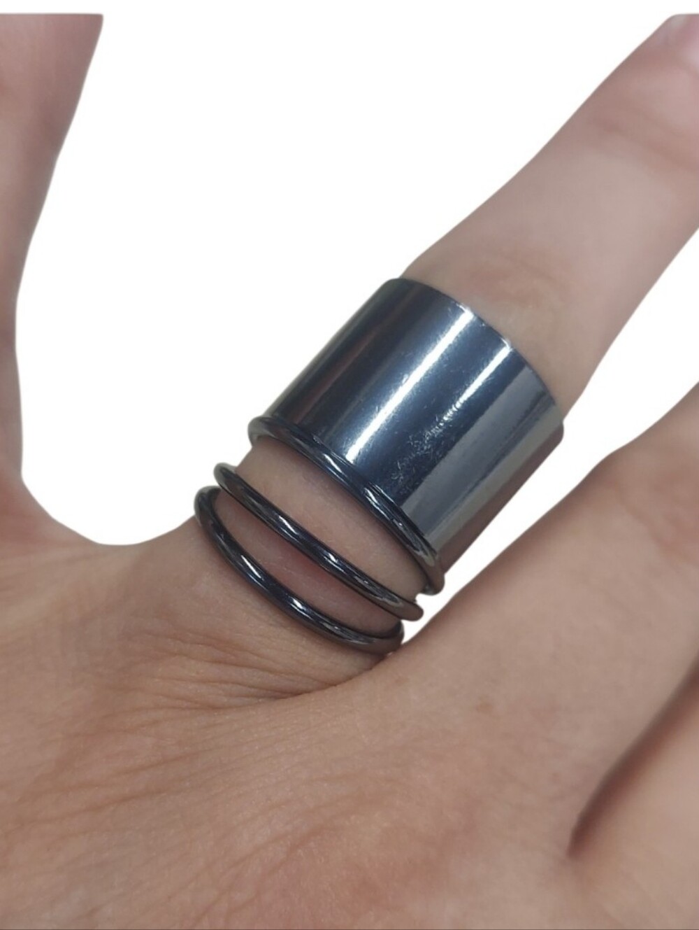 R310 Multi-Band Spring Industrial Styled Statement Ring